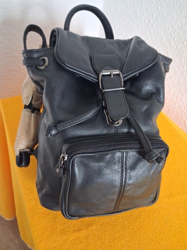 Damen leder rucksack schwarz - leder,